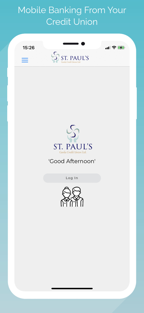 Login page of St Pauls Garda Credit Union mobile banking app