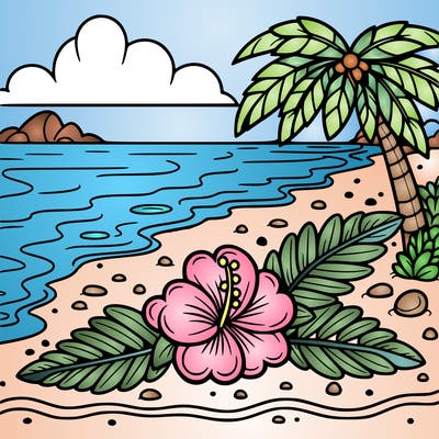 hawaiian flower on a beach