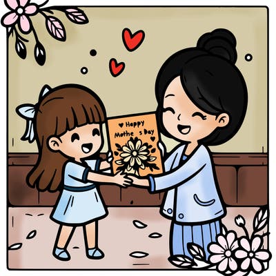 girl giving their mom a mother’s day card