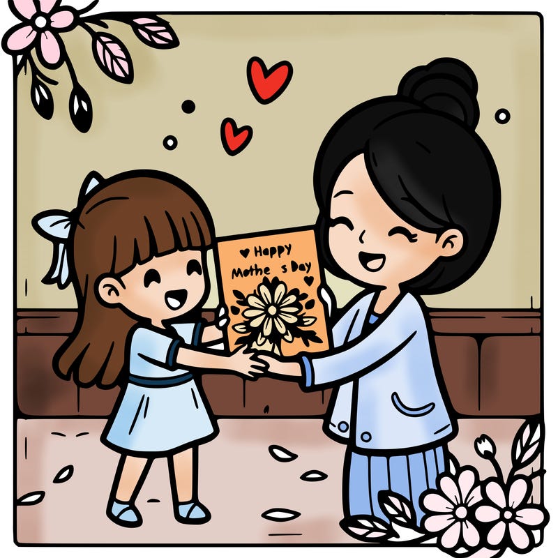 girl giving their mom a mother’s day card