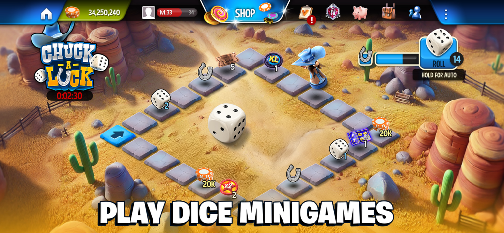 Governor of Poker 3 - Holdem - Plateau de mini-jeu de dés Chuck a Luck dans Governor of Poker 3