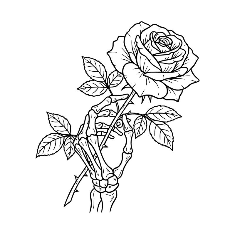 rose and skeleton hands