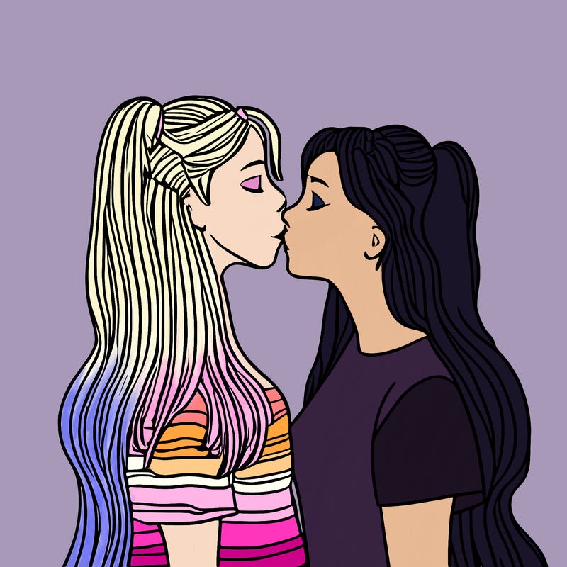 girls kissing