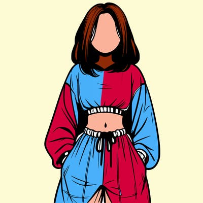 realistic girl faceless with baggy pants and a crop top