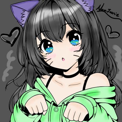 realistic anime cat girl