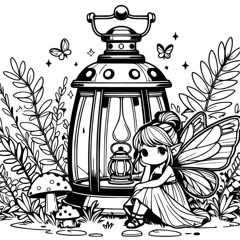 realistic fairy living in a lantern