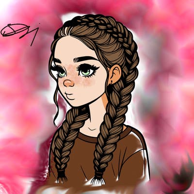 realistic girl with braids