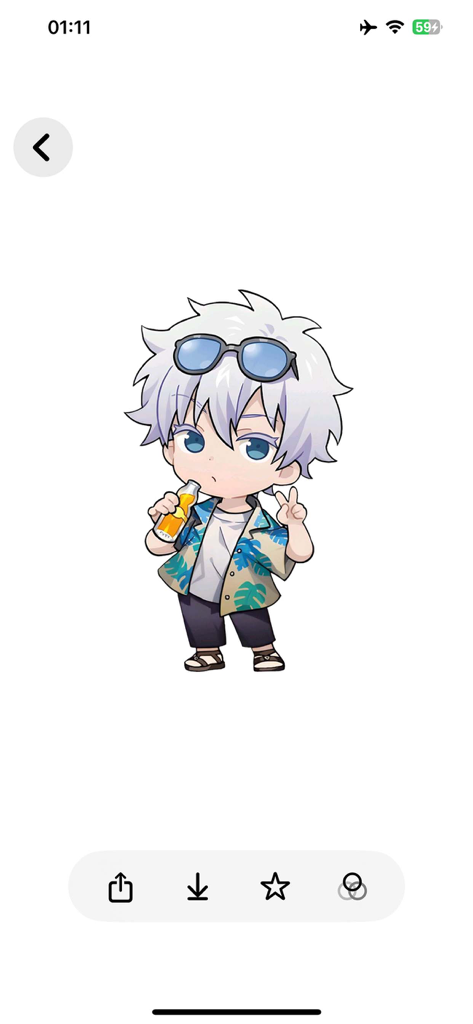 Shimeji Pets on Screen Kawaii - Lindo personaje de anime chibi con cabello blanco y una camisa tropical