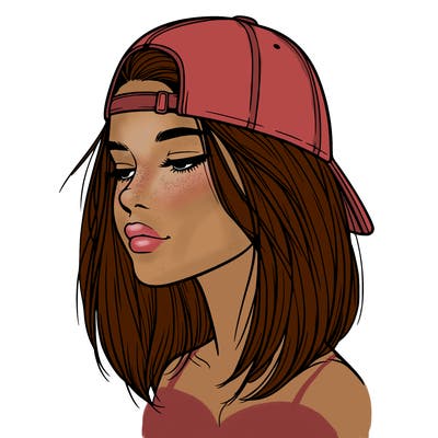 realistic  girl with a backwards hat