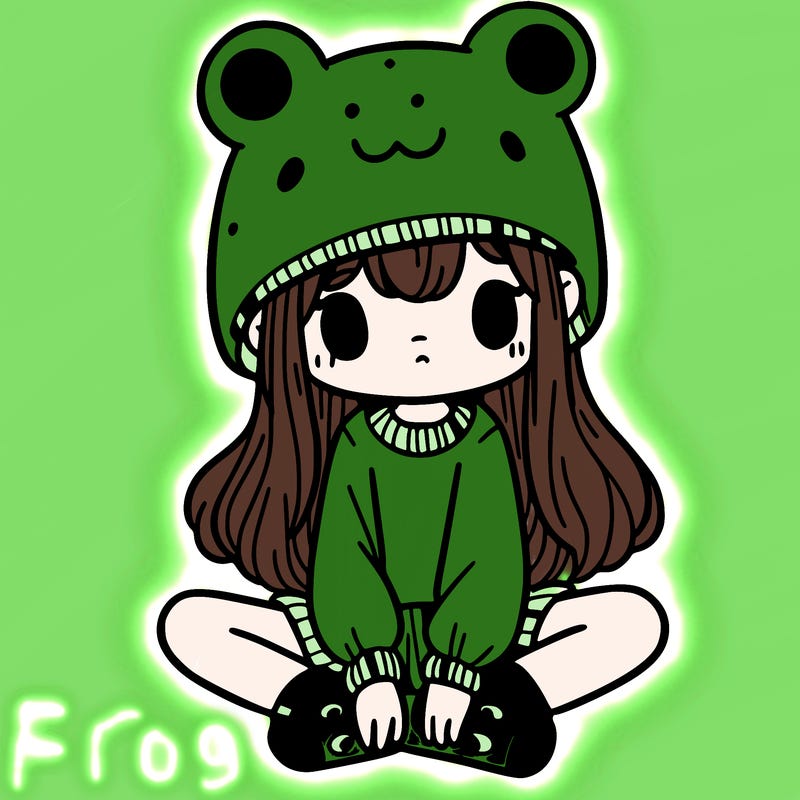 a girl wearing a frog hat and some frog socks