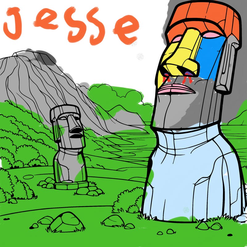 moai statue and landscape