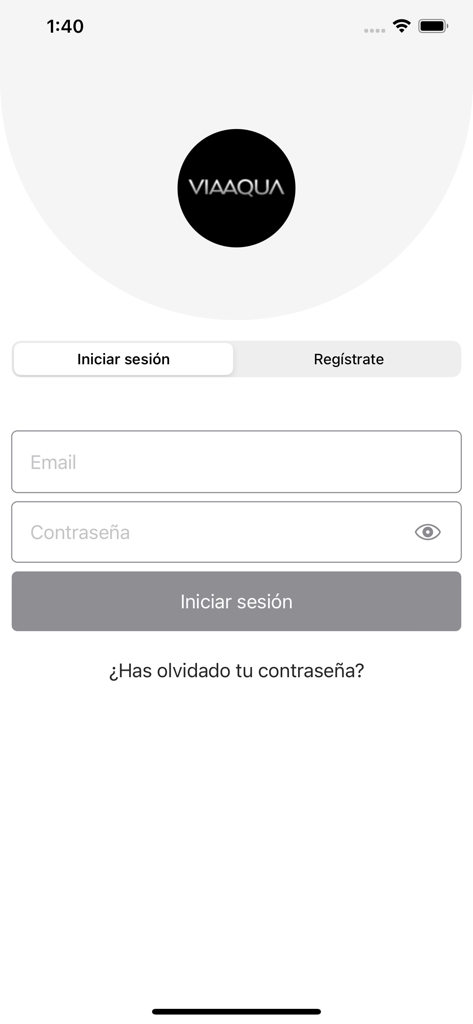 Tela de login do aplicativo de fitness VIAAQUA