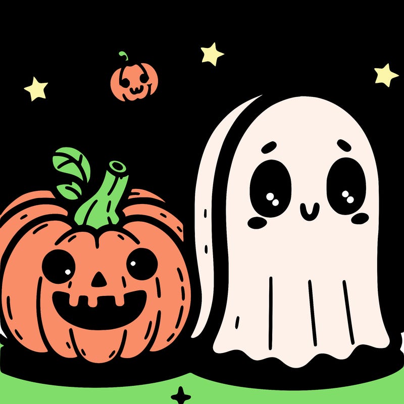 cute pumpkin and ghost