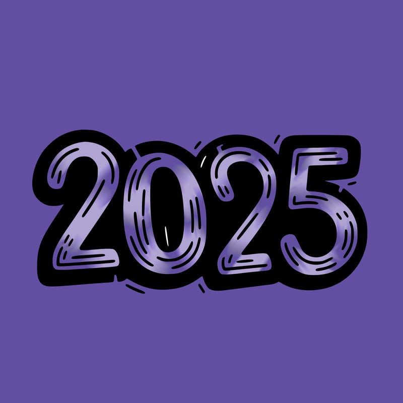 one line scrawled numbers sketch design “2025”