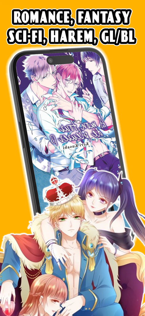 Manga Reader: Webcomic, Manhwa - Manga Reader app screen displaying popular webcomic genres like romance fantasy and yaoi