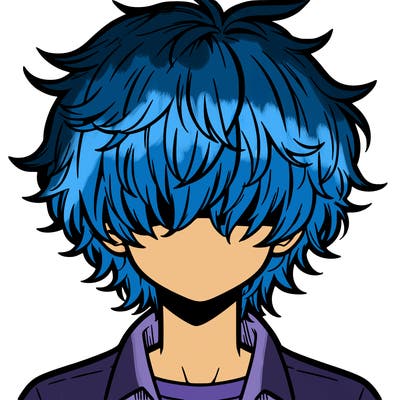 manga boy fluffy hair covering his eyes