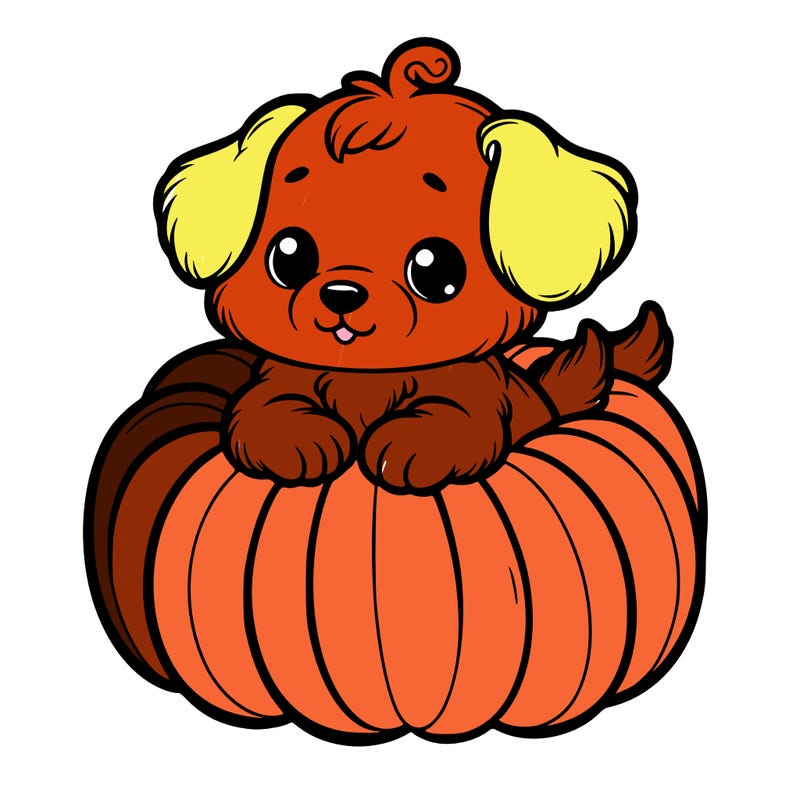 cute little puppy in a pumpkin