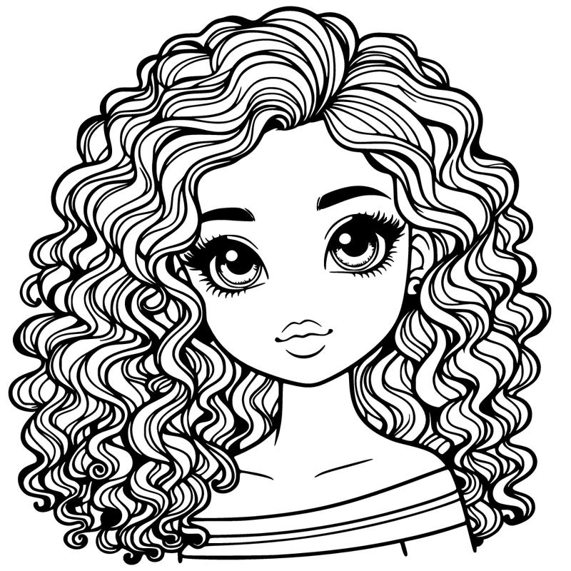 realistic girl with pretty curly hair