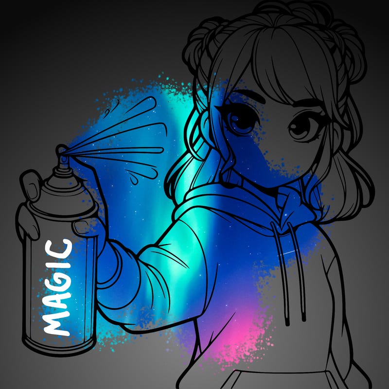 realistic girl is spray painting