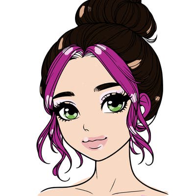 realistic pretty girl with hair in bun