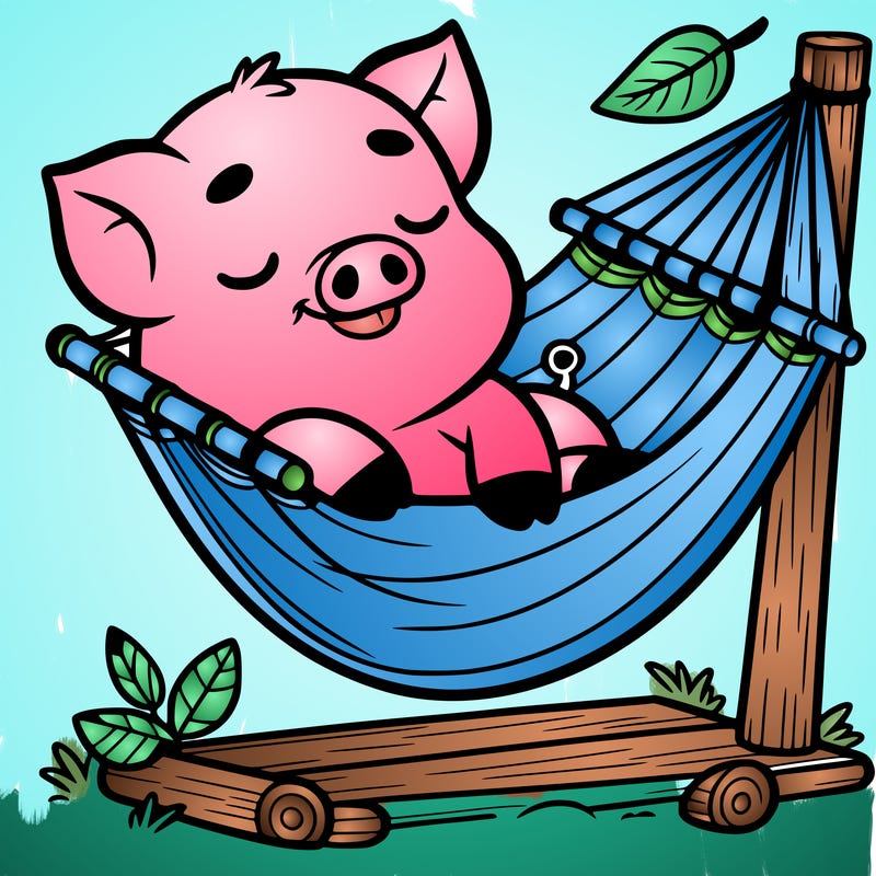 a pig lying on a hammock