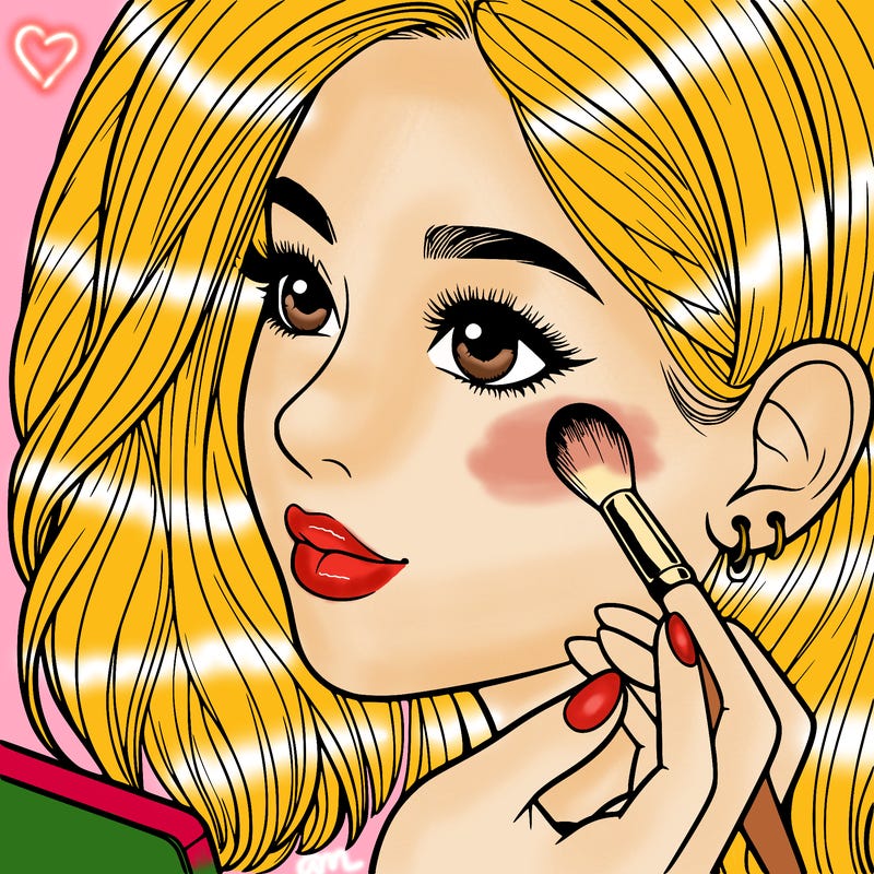 a realistic girl doing her makeup