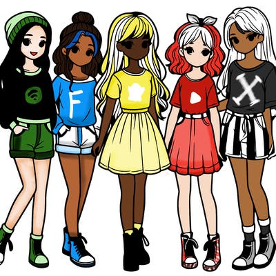 a group of five girls