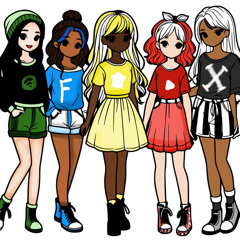 a group of five girls