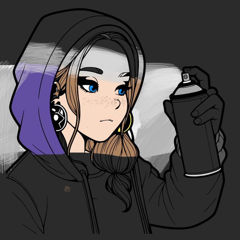 a realistic girl, spray painting