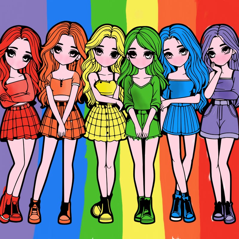 a group of girls realistic