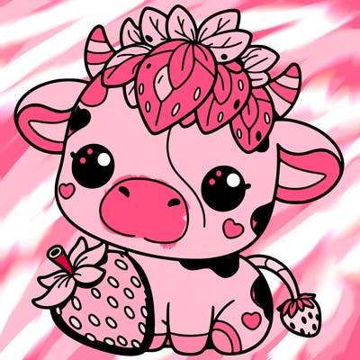 cute strawberry cow