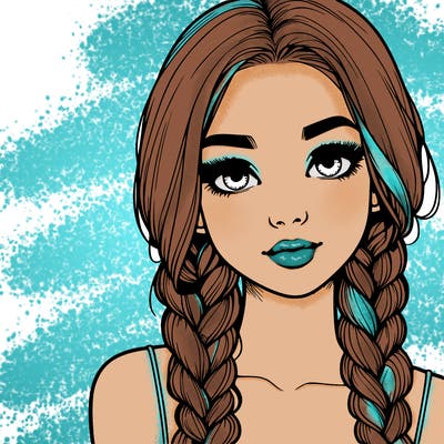 realistic girl with braids