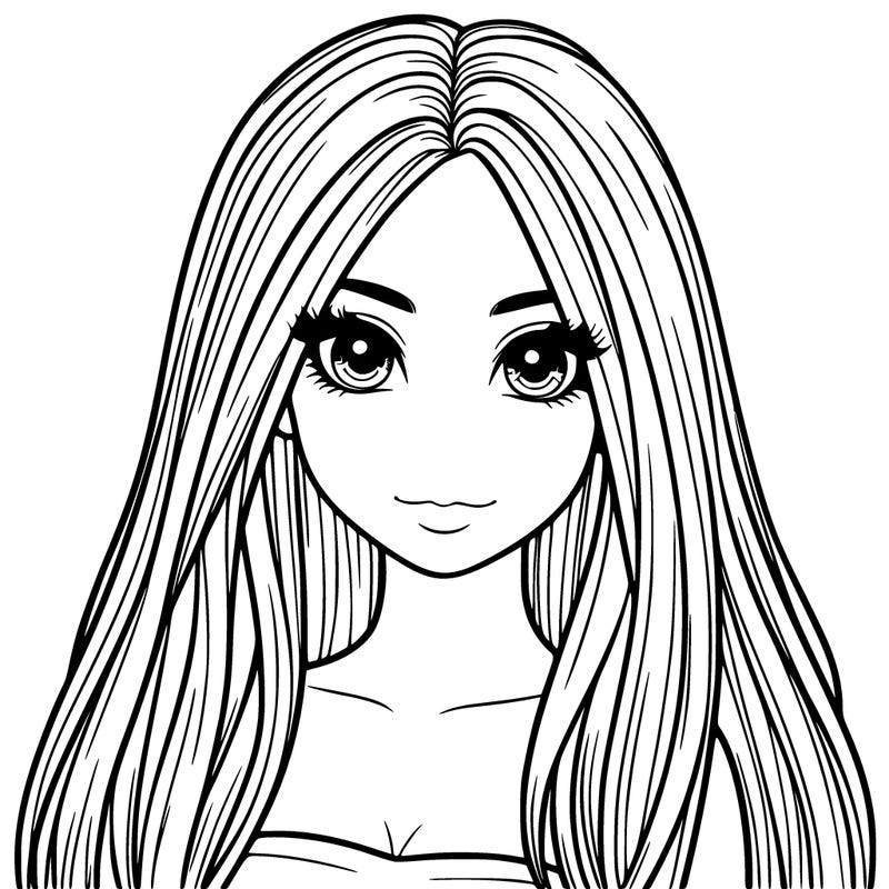 a realistic girl with long hair