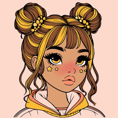 realistic girl with space buns