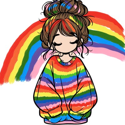 girl with baggy sweatshirt and messy bun