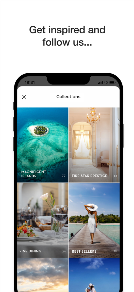 VeryChic: Book Hotel & Flight - Smartphone screen displaying curated luxury travel collections on the VeryChic app