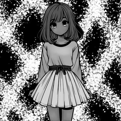 realistic girl with a skirt on