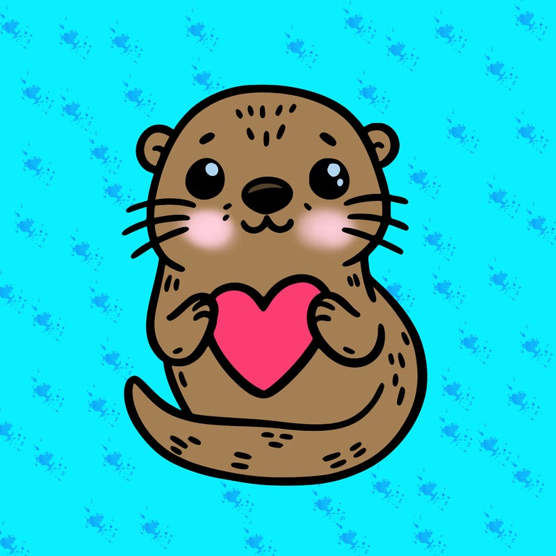 otter with a heart
