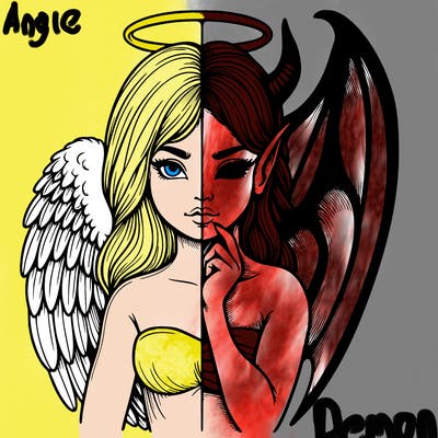 realistic angel half demon