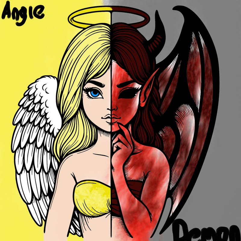 realistic angel half demon