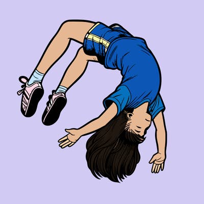 realistic girl doing a backflip