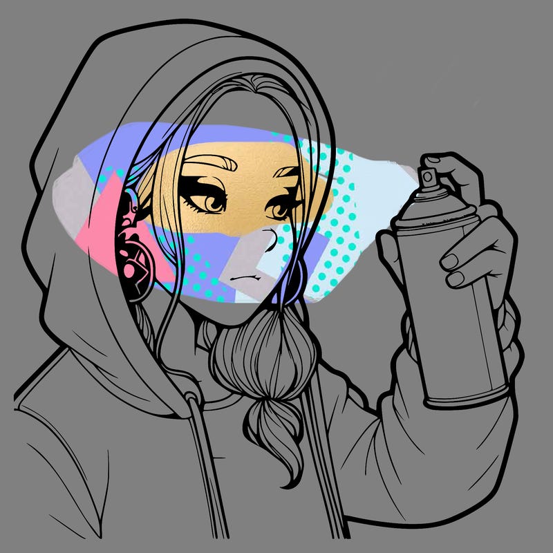 a realistic girl, spray painting