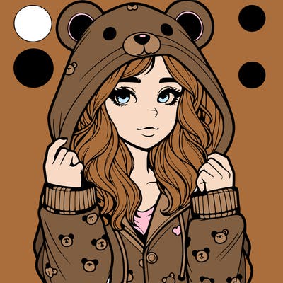 realistic girl in a animal pjs hoodie