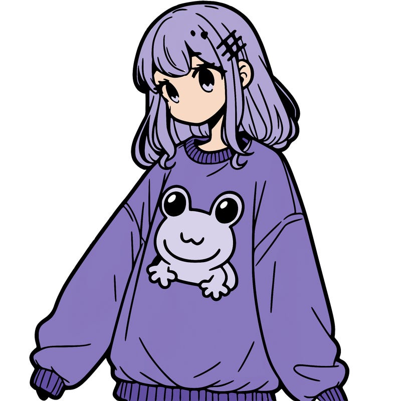 girl wearing frogging sweatshirt