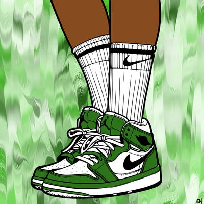jordan nike sneakers on a person (girl) with nike socks