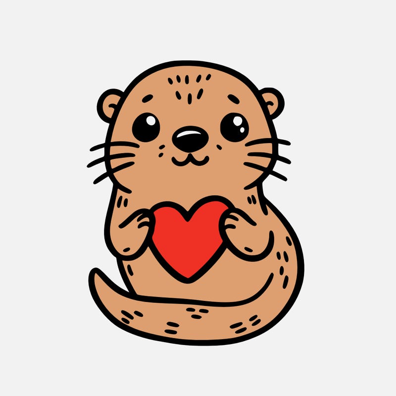 otter with a heart