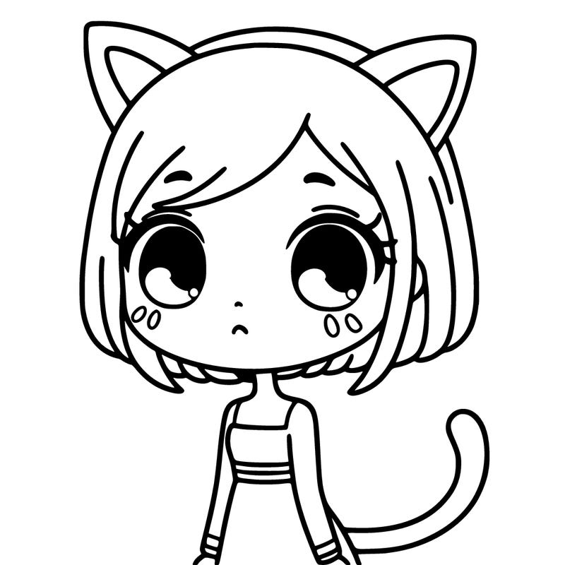 girl with cat ears and tail