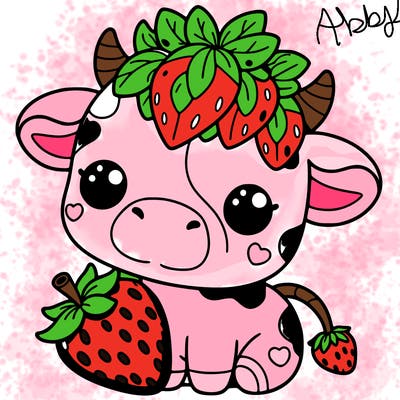 cute strawberry cow