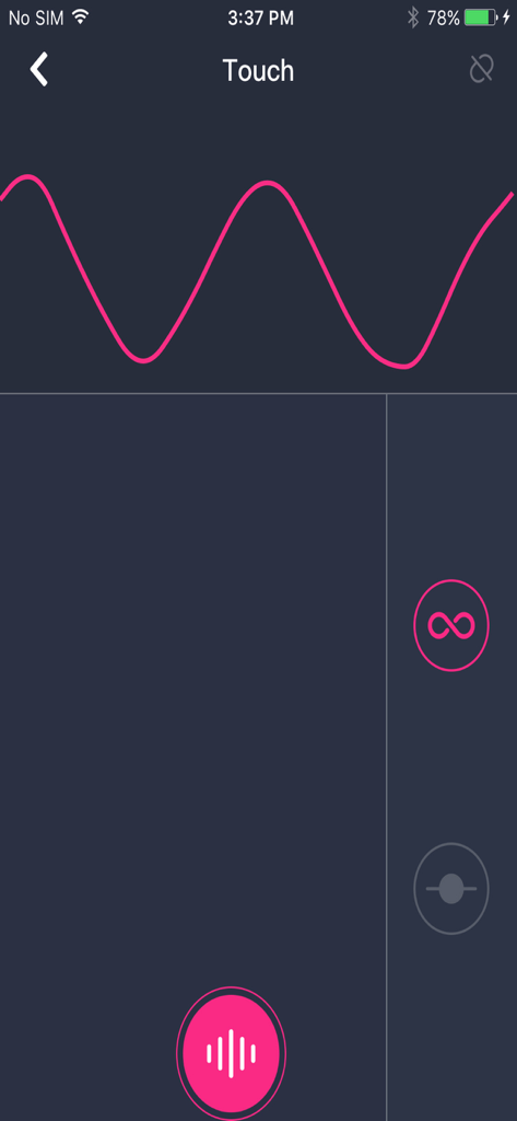 FOLOVE REMOTE - Folove Remoteアプリのタッチコントロール画面にピンクの振動波形が表示されています