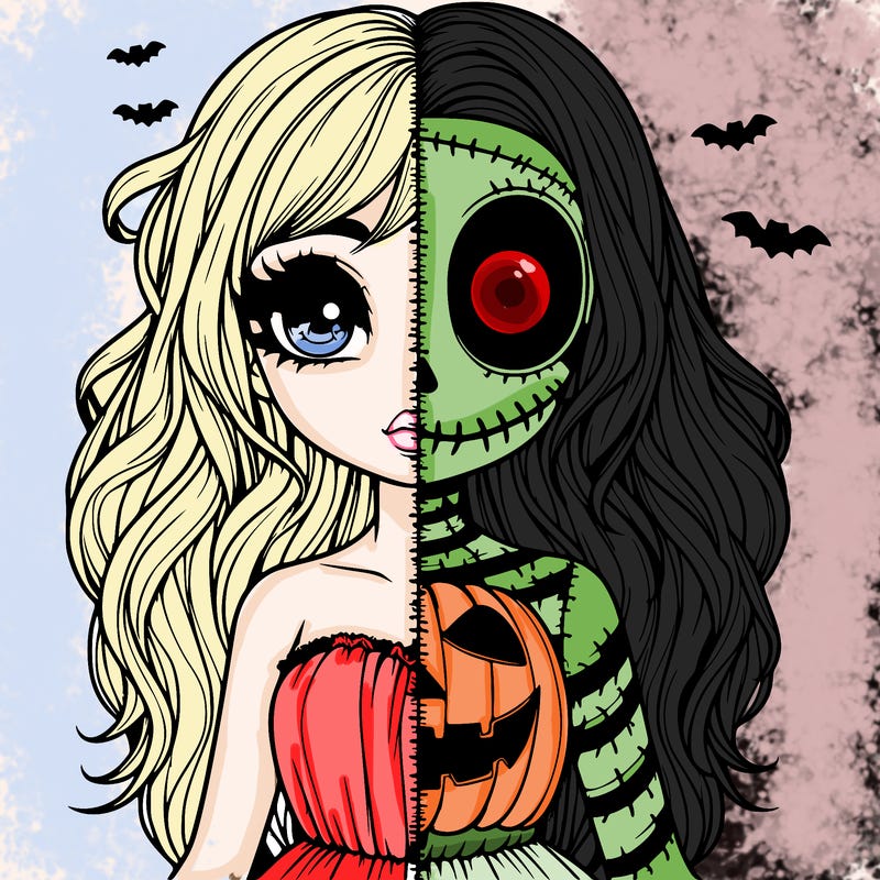 realistic girl halloween split